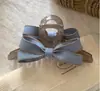 2025 Nuevo Pinza Grande de Denim con Lazo Azul Gris Pinza para el Pelo Diadema de Lazo Nicho Vintage Accesorios para el Cabello de Mujer