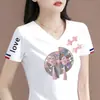 Camiseta de manga corta con excedente de comercio exterior transfronterizo para madres de mediana edad, top de verano para mujer, holgado y adelgazante