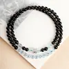 Pulseira de Contas de Milho de Círculo Duplo de Água-Marinha de Obsidiana Natural para Mulheres Verão Metade Montanha Metade Água Presente para Namorada Joias