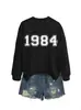 Amazon eBay sitio independiente casual simple cómodo mujer 1984 digital otoño e invierno nuevo cuello redondo manga larga sudadera