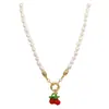 Collar de Perla de Agua Dulce Dulce Lindo Cereza Alta Sensación Moda Coreana Collar Moda Cereza Glaseada Cadena para Clavícula