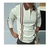 Camisa polo esportiva masculina da Amazon para primavera e outono com zíper no braço