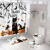 Fs5 Amazon Transfronterizo Serie de Halloween Juego de Cortina de Ducha Impresión Digital Impermeable Antimoho Juego de Cuatro Piezas Puede