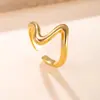 Anillo Transfronterizo Nuevo de Acero Inoxidable, Anillo Abierto Retro Francés, Líneas de Fundición Irregulares, Fabricante de Joyería de Acero de Titanio