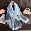 Bufanda Delgada de Imitación Seda Estilo Nuevo para Mujer, Primavera y Verano, Mariposa Perla Hecha a Mano, Moda de Lujo Ligero, Chal Caliente con Perlas Transfronterizo