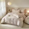 Juego de cuatro piezas de ropa de cama para dormitorio de tela cepillada ecológica 100% algodón con estampado de estilo pastoral, funda de edredón 100% algodón, juego de tres piezas de alta estética para dormitorio