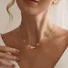 Collar de Oro para Mujer con Colgante de Perla Europeo y Americano Transfronterizo, Moderno y Versátil, Diseño Elegante y con Estilo, Cadena para Clavícula para Citas