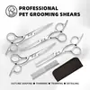 Fábrica Personalizada Pet Tesouras Profissionais para Grooming Ferramenta Especial de Limpeza e Aparo Conjunto Prata Todo Aço Dente Reto Tesouras Curvas
