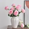 Flor de Rosa Única Simulada Estilo Europeo Sala de Estar Decoración del Hogar Decoración de Boda Rosa Rizada Guía de Camino Ramo de Rosas Simuladas