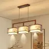 Luz principal de sala de estar estilo chino, candelabro de estilo chino nuevo, lámpara de techo Zen con borlas vintage y pintura a tinta, accesorio de iluminación de cobre puro y madera natural