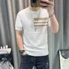 Suéter redondo de manga corta simple y versátil para hombre, camiseta interior de punto, nueva camiseta fina de media manga para hombre primavera 2025