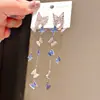 Brincos de Borboleta com Franja de Zircônia Agulha de Prata, Estilo Fresco e Doce, Brincos Requintados, Brincos de Luxo Leve e de Alta Qualidade para Mulheres Venda por Atacado