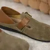 Marca Bai Zhen He talla rota suela blanda Birkenstock modelo 2026 pantuflas pedal de pie punta redonda zapatos individuales zapatos planos Birkenstock talla grande frijol