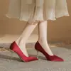 Jin Gang H8089 Sapatos de Casamento Sapatos de Casamento Boca Rasa Salto Alto Feminino 2025 Novo Primavera e Outono Salto Agulha Bico Fino Feminino