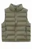 Chaleco de algodón de cuello alto estilo nuevo, moderno y versátil, diseño simple de canalé, cálido chaleco de algodón para mujer, estilo otoño e invierno