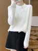 Cárdigan de Lana con Hebilla de Perlas para Mujer Diseño Irregular Doble Cremallera Prendas de Punto Suéter Chaqueta Cuello Redondo Holgado Adelgazante