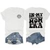 Camiseta informal de manga corta con estampado europeo y americano a doble cara, estilo "mi mamá jugadora de voleibol", versátil y de cuello redondo.