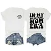 Camiseta casual de manga corta con estampado de doble cara, estilo europeo y americano, para mi etapa de mamá voleibolista, versátil, cuello redondo, holgada