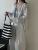 Camisa de Manga Larga con Textura de Cuadros para Mujer, Nuevo Estilo Primavera y Otoño, Camisa de Diseño Casual Holgada y Relajada, Camisa de Protección Solar para Mujer