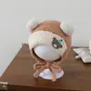 Ins sombrero para niños doble pompón cabeza de oso de cumpleaños gorro cálido sombrero de punto para bebé niño pequeño capucha con protección para las orejas otoño e invierno