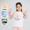 Camiseta Manga Longa Algodão Respirável Antibacteriano Hall para Meninas Mangas Raglan Anti-Ácaro Primavera e Outono Bebê Criança Pequena