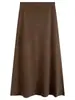 Falda de punto de longitud media para mujer, nueva colección otoño/invierno 2026, de cintura alta, engrosada, versátil, faldón de lana en línea A adelgazante, moderno