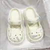Zapatos Mary Jane para Mujer Zapatos con Agujeros para Mujer Pantuflas de EVA de Suela Gruesa para Mujer Sandalias Lindas de Correa Única Zapatillas de Punta Cerrada Zapatos de Playa