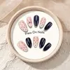 Xiaohongshu Mais Vendido Simples Unhas Postiças Gradiente Azul Clareamento Olho de Gato Bolinhas Laço Pontas de Unha Arte Unhas Falsas