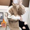 Suéter de Forro Polar de Cordero Transfronterizo para Mujer Otoño e Invierno 2025 Largo Medio Cuello Medio Alto con Forro Polar Cárdigan Grueso Chaqueta con Cremallera para Mujer a la Moda