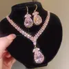 ¡Precioso y deslumbrante! Collar con colgante de flor de circón y gota de agua, cadena para la clavícula estilo corte vintage, joyería de lujo ligero y sensación de alta gama