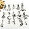 Colgante de Borla de Plata Antigua Loto Elefante Luna Flor Suerte Nafu Cristal Pulsera Pulsera Collar Accesorios