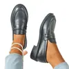 Zapatos Planos de Cuero Pequeños Estilo Británico Preppy con Suela Gruesa para Mujer 2025 Nuevo Primavera y Otoño Mocasines Slip-On Mary Jane Rosa
