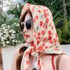 Bufanda Floral Roja Pequeña Estilo Pastoral 90 x 90 Bufanda Cuadrada Grande Pañuelo Triangular para Mujer Primavera y Otoño Chal Coreano Protector Solar