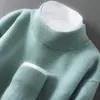 Nuevo Suéter de Lana 100% Pura Otoño/Invierno para Hombre de Cuello Medio Alto Tejido Pulóver Suéter Casual Holgado Base Suéter de Cachemira