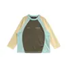 Roupa de performance de dança de rua hip-hop infantil, conjunto unissex de manga longa color block verde oliva, roupas hiphop descoladas e estilosas