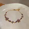 Pulseira Simples com Pingente de Flor de Zircônia de Luxo Leve Estilo Francês para Mulheres, Pulseira Exquisita de Design Único, Acessório de Mão Elegante e Personalizado