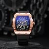Reloj de Cuarzo Transfronterizo AliExpress Barril de Vino Richard Hueco Reloj de Silicona para Hombre Reloj Deportivo de Calendario para Negocios para Hombre
