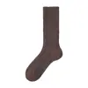 Nuevos Calcetines de Algodón Pesado 2025 para Mujer, Otoño e Invierno, Tejido de Cable Tridimensional, Empalme de Canalé, Calcetines Gruesos de Color Sólido hasta la Mitad de la Pantorrilla para Mujer