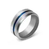 Moda europeia e americana simples multicolorido 8mm anel de titânio com ranhura atacado fosco escovado tendência anel de aço inoxidável masculino e feminino