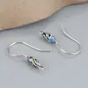 Aretes de plata esterlina S925 accesorios de gancho para la oreja vintage azul quemado colgante colgante accesorios material simple para bricolaje soporte para la oreja