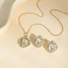 Set de Collar Geométrico de Circonita y Aretes Cuadrados de Alta Gama de Venta Caliente Transfronteriza para Mujer, Accesorios Versátiles de Moda de Lujo Ligero de Nicho