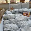 Juego de cuatro piezas con borde de gasa fruncida, juego de ropa de cama de gasa con burbujas estilo princesa castaña dulce, ropa de cama para el hogar para niñas