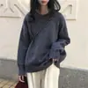 Suéter con Cuello Otoño Invierno 2026 Estilo Nuevo Holgado Retro Estilo Perezoso Color Sólido Suéter de Punto Grueso Suave Suéter de Manga Corta