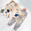 Pijama de Algodón y Seda de Verano para Niños y Niñas, Manga Larga y Pantalón Largo, Ropa de Casa de Primavera y Otoño para Niñas, Ropa de Rayón para Padres e Hijos