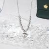 Colgante de plata de ley 925 con forma de corazón y flor de coche, cadena de clavícula para mujer, collar de amor ligero de lujo, producto nuevo de Niche 2023