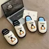 Pantuflas de algodón genuino Pingu Pingüino, pantuflas cálidas de otoño e invierno para mujer, pantuflas de felpa para interior, estilo hombre