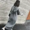 Vestido de punto con capucha estilo coreano para invierno, por encima de la rodilla, 2023 nuevo, vestido de lana holgado, vestido largo tipo suéter