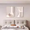 Pintura Decorativa Abstracta Morandi Estilo Crema Pintura de Pared para Sala de Estar Fondo de Sofá Arte Minimalista Sentido de Alta Gama Mural para Recibidor