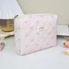 Bolsa de maquillaje con lazo rosa transfronteriza, bolsa de almacenamiento de maquillaje portátil de gran capacidad, neceser de viaje girly estilo Ins