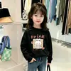 Estilo Novo de Primavera e Outono Top para Bebê Estampa de Desenho Camiseta 100% Algodão Camiseta Básica Manga Longa Infantil Manga Estilosa para Meninas